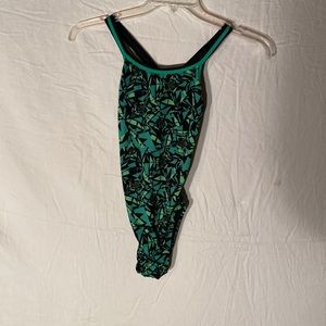 Dolfin 1 Pc Green & Black Competitive Swimsuit Size 32
